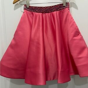 Rachel Allan Hot Pink Beaded Waist Circle Skirt
